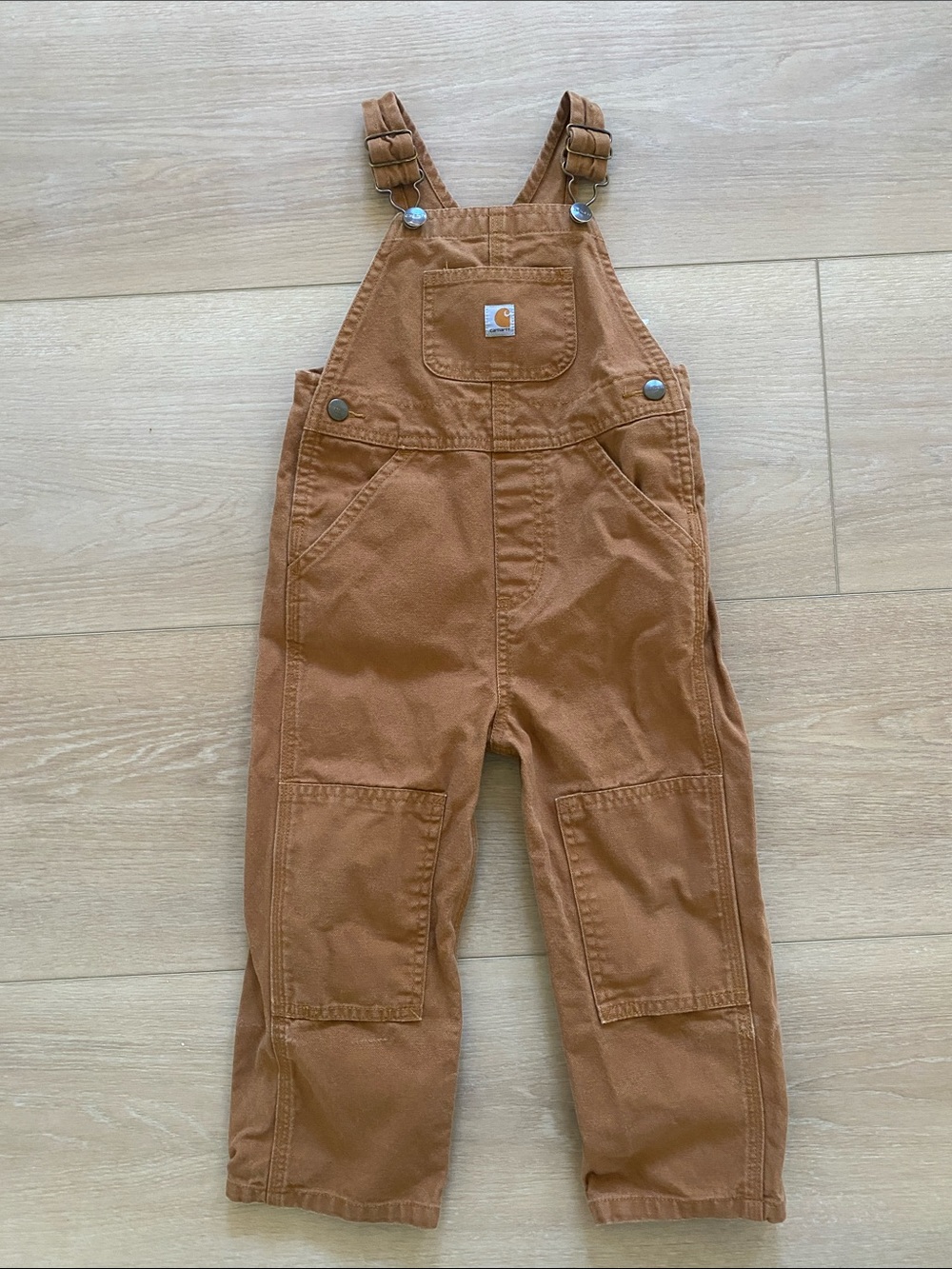 Carhartt Kids Tan/Brown Canvas Overalls with Front Bib